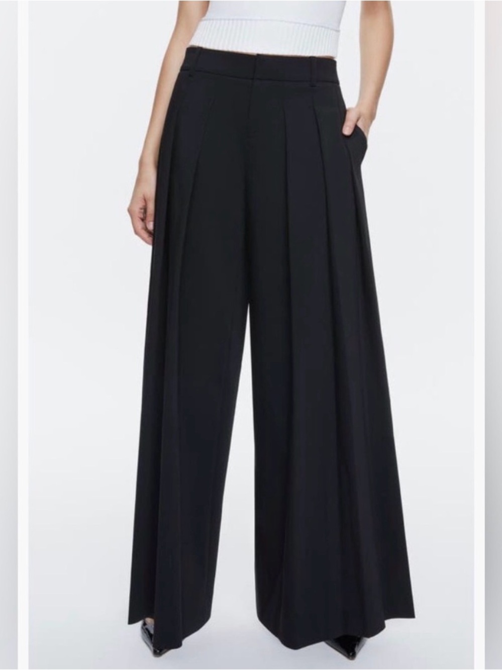 NWT $350 Alice + Olivia Blaire Pleated High Waist Wide Leg Pants black size 10